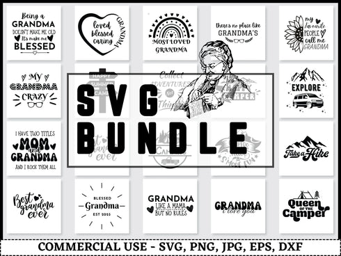 Grandma SVG Bundle | Grandma Shirt SVG PNG DXF EPS | Blessed Nana Grandparents Cut Files for Cricut | Mother’s Day Vector Design