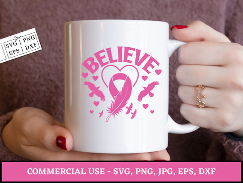 Breast Cancer SVG Bundle | Cancer Awareness SVG PNG DXF EPS | Pink Ribbon Cut Files for Cricut | Awareness Shirt Vector Design