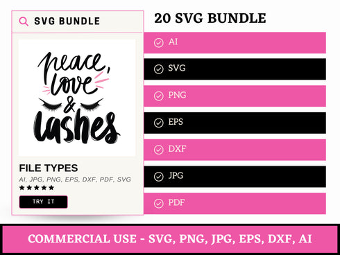 Eyelashes SVG Bundle | Eyelash SVG PNG DXF EPS | Beauty Eyebrows Clipart Cut Files for Cricut | Glam Girl Vector Design