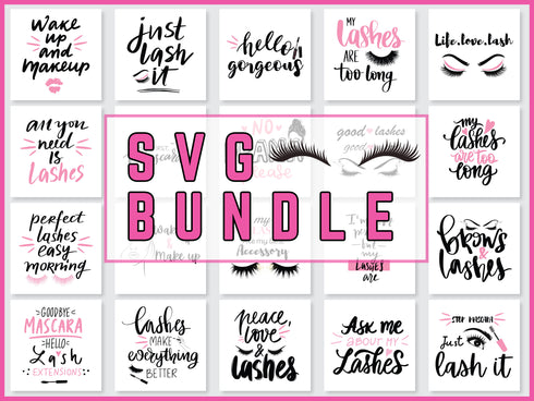 Eyelashes SVG Bundle | Eyelash SVG PNG DXF EPS | Beauty Eyebrows Clipart Cut Files for Cricut | Glam Girl Vector Design