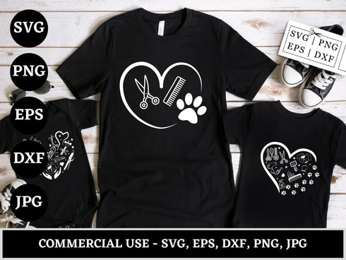 Dog Groomer SVG Bundle | Dog Grooming SVG PNG DXF EPS | Pet Salon Paw Print Cut Files for Cricut | Dog Stylist Vector Design