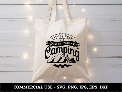 Camping SVG Bundle | Camper Life SVG PNG DXF EPS | Happy Camper Campfire Hiking Cut Files for Cricut | Adventure Vector Design