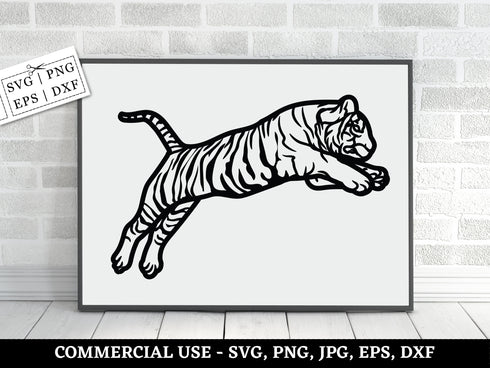 Tiger SVG Bundle | Tiger Face SVG PNG DXF EPS | Tiger Silhouette Cut Files for Cricut | Cute Tiger Head Vector Design