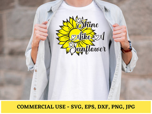Sunflower SVG Bundle | Sunflower SVG PNG DXF EPS | Floral Monogram Cut Files for Cricut | Flower Quote Vector Design