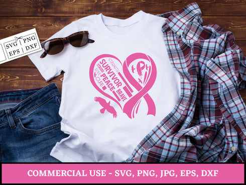 Breast Cancer SVG Bundle | Cancer Awareness SVG PNG DXF EPS | Pink Ribbon Cut Files for Cricut | Awareness Shirt Vector Design