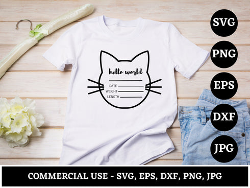 Baby Milestone SVG Bundle | Hello World SVG PNG DXF EPS | Birth Stats Baby Announcement Cut Files for Cricut | Newborn Sign Vector Design