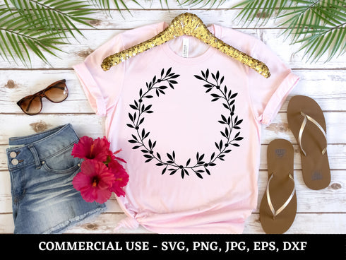 Wreath SVG Bundle | Circle Floral Wreath SVG PNG DXF EPS | Heart Laurel Monogram Cut Files for Cricut | Wedding Frame Vector Design