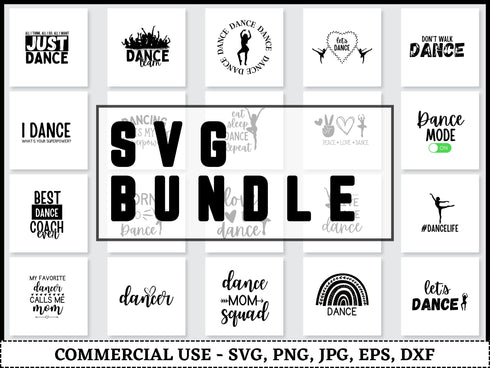 Dance SVG Bundle | Dancer Silhouette SVG PNG DXF EPS | Dance Shirt Cut Files for Cricut | Ballet Hip Hop Vector Design
