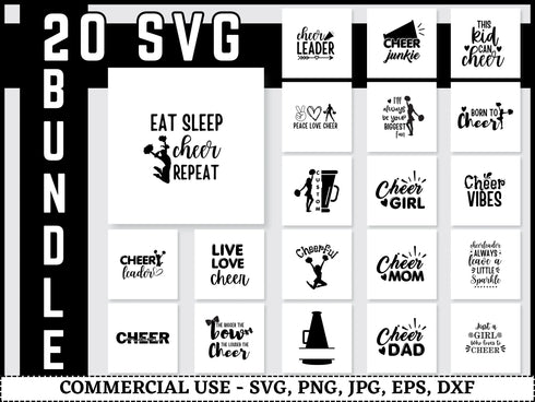 Cheer Shirt SVG Bundle | Cheer Life SVG PNG DXF EPS | Cheer Mom Cheerleading Cut Files for Cricut | Cheer Vector Design