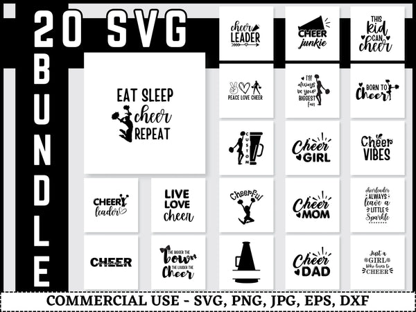 Cheer Shirt SVG Bundle | Cheer Life SVG PNG DXF EPS | Cheer Mom Cheerleading Cut Files for Cricut | Cheer Vector Design
