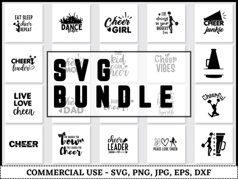 Cheer Shirt SVG Bundle | Cheer Life SVG PNG DXF EPS | Cheer Mom Cheerleading Cut Files for Cricut | Cheer Vector Design