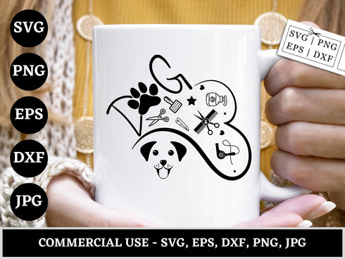 Dog Groomer SVG Bundle | Dog Grooming SVG PNG DXF EPS | Pet Salon Paw Print Cut Files for Cricut | Dog Stylist Vector Design