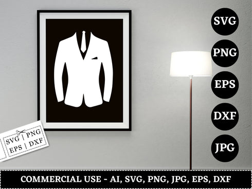 Tuxedo SVG Bundle | Tuxedo Suit SVG PNG DXF EPS | Gentleman Bow Tie Cut Files for Cricut | Formal Wear Vector Design