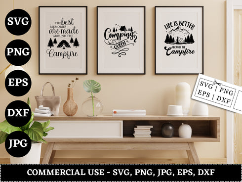 Camping SVG Bundle | Camping Life SVG PNG DXF EPS | Happy Camper Hoodie Shirt Cut Files for Cricut | Hiking Adventure Vector Design