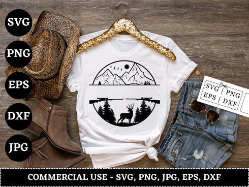 Deer Hunting SVG Bundle | Hunter Deer Head SVG PNG DXF EPS | Hunting Life Shirt Cut Files for Cricut | Wildlife Vector Design