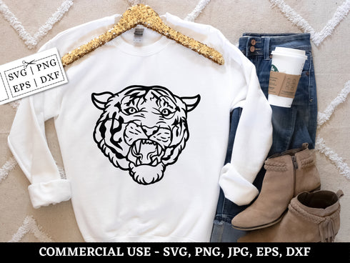 Tiger SVG Bundle | Tiger Face SVG PNG DXF EPS | Tiger Silhouette Cut Files for Cricut | Cute Tiger Head Vector Design