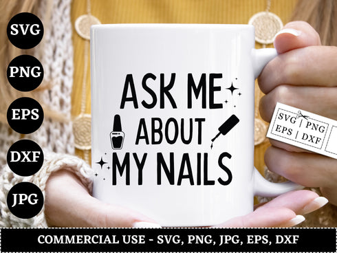 Nails SVG Bundle | Nail Tech SVG PNG DXF EPS | Nail Salon Manicure Cut Files for Cricut | Nail Art Vector Design