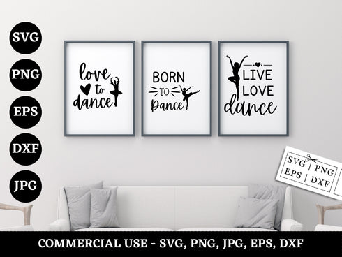 Dance SVG Bundle | Dancer Silhouette SVG PNG DXF EPS | Dance Shirt Cut Files for Cricut | Ballet Hip Hop Vector Design