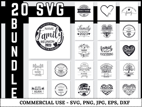 Family Reunion SVG Bundle | Family Tree SVG PNG DXF EPS | Family Shirt Cut Files for Cricut | Family Vacation Vector Design