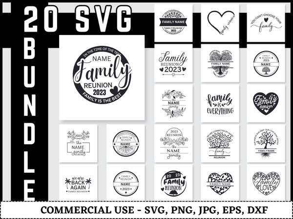 Family Reunion SVG Bundle | Family Tree SVG PNG DXF EPS | Family Shirt Cut Files for Cricut | Family Vacation Vector Design