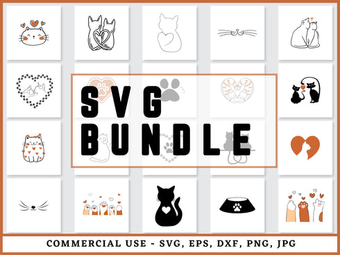 Cat SVG Bundle | Cat Paw Print SVG PNG DXF EPS | Pet Paw Clipart Cut Files for Cricut | Animal Love Vector Design