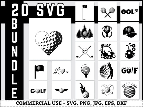 Golf SVG Bundle | Golf Split Monogram SVG PNG DXF EPS | Golf Club Ball Name Frame Cut Files for Cricut | Sports Vector Design