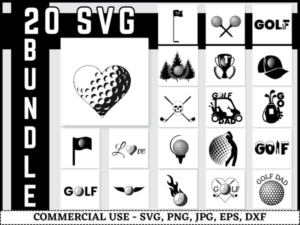 Golf SVG Bundle | Golf Split Monogram SVG PNG DXF EPS | Golf Club Ball Name Frame Cut Files for Cricut | Sports Vector Design