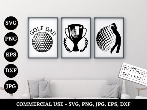 Golf SVG Bundle | Golf Split Monogram SVG PNG DXF EPS | Golf Club Ball Name Frame Cut Files for Cricut | Sports Vector Design
