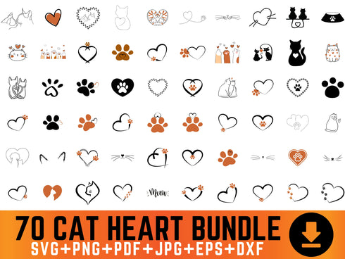 Cat SVG Bundle | Cat Paw Print SVG PNG DXF EPS | Pet Paw Clipart Cut Files for Cricut | Animal Love Vector Design