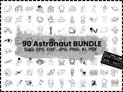 Astronaut SVG Bundle | Space Astronaut SVG PNG DXF EPS | Astronaut Clipart Cut Files for Cricut | Galaxy Space Vector Design