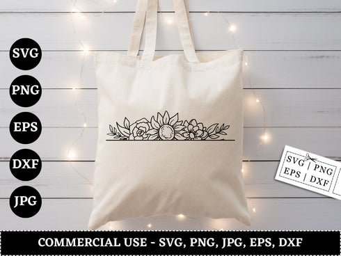 Flower SVG Bundle | Floral SVG PNG DXF EPS | Flowers and Leaves Clipart Cut Files for Cricut | Floral Border Vector Design