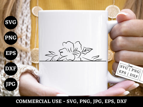 Flower SVG Bundle | Floral SVG PNG DXF EPS | Flowers and Leaves Clipart Cut Files for Cricut | Floral Border Vector Design
