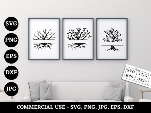 Tree SVG Bundle | Forest Tree Silhouette SVG PNG DXF EPS | Woodland Nature Cut Files for Cricut | Outdoor Vector Design