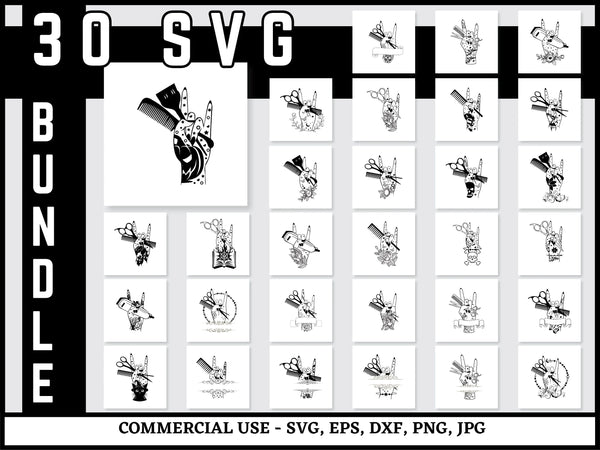 Hair Hustler SVG Bundle | Hairstylist SVG PNG DXF EPS | Barber Shop Hair Salon Cut Files for Cricut | Hairdresser Vector Design