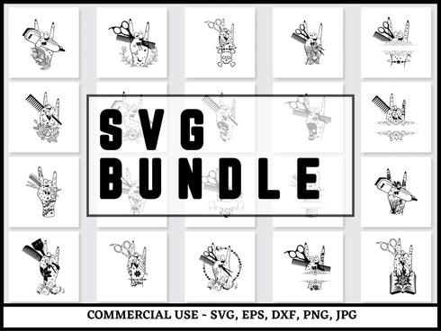 Hair Hustler SVG Bundle | Hairstylist SVG PNG DXF EPS | Barber Shop Hair Salon Cut Files for Cricut | Hairdresser Vector Design