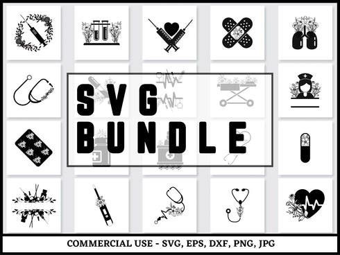 Nurse SVG Bundle | Nurse Life Quotes SVG PNG DXF EPS | Nurse Superhero Cut Files for Cricut | Medical Stethoscope Vector Design