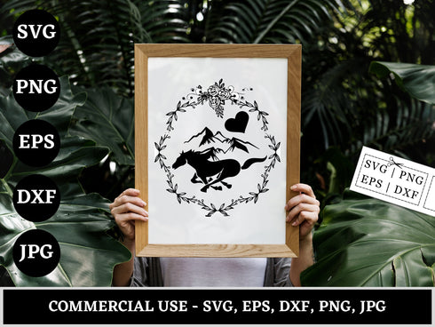 Horse Love SVG Bundle | Horse Heart SVG PNG DXF EPS | Horse Lover Shirt Cut Files for Cricut | Equestrian Vector Design