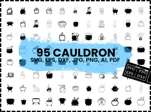 Cauldron SVG Bundle | Witch Cauldron SVG | Halloween Witch Potion SVG | Spooky Clipart | Cricut Cut Files | PNG DXF EPS | Download