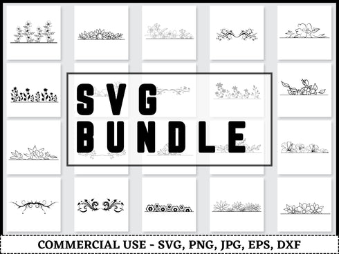 Flower SVG Bundle | Floral SVG PNG DXF EPS | Flowers and Leaves Clipart Cut Files for Cricut | Floral Border Vector Design