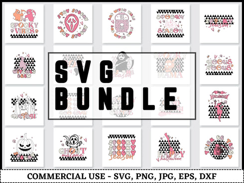 Retro Halloween SVG Bundle | Groovy Halloween SVG PNG DXF EPS | Hippie Spooky Sublimation Designs for Cricut | Vintage Halloween Vector Design