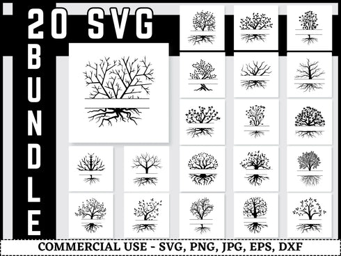 Tree SVG Bundle | Forest Tree Silhouette SVG PNG DXF EPS | Woodland Nature Cut Files for Cricut | Outdoor Vector Design