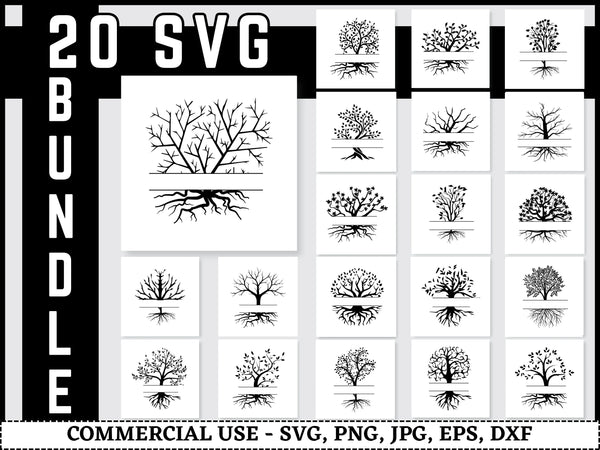 Tree SVG Bundle | Forest Tree Silhouette SVG PNG DXF EPS | Woodland Nature Cut Files for Cricut | Outdoor Vector Design