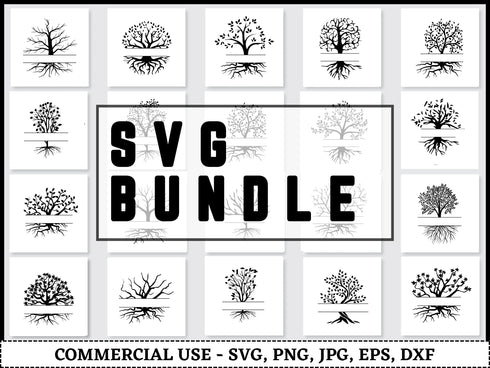 Tree SVG Bundle | Forest Tree Silhouette SVG PNG DXF EPS | Woodland Nature Cut Files for Cricut | Outdoor Vector Design