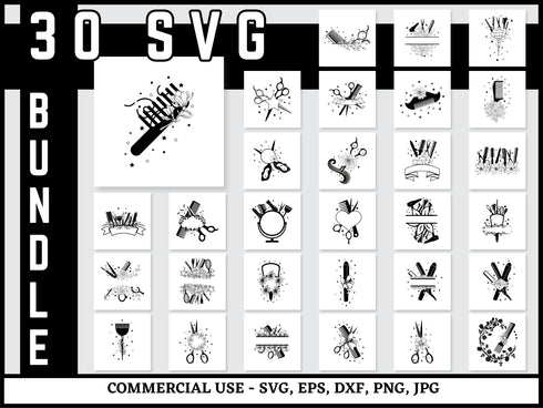 Floral Hairstylist SVG Bundle | Hairdresser SVG PNG DXF EPS | Scissors Barber Tools Cut Files for Cricut | Beauty Salon Vector Design