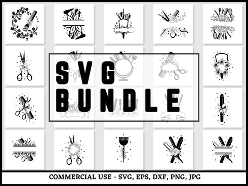 Floral Hairstylist SVG Bundle | Hairdresser SVG PNG DXF EPS | Scissors Barber Tools Cut Files for Cricut | Beauty Salon Vector Design