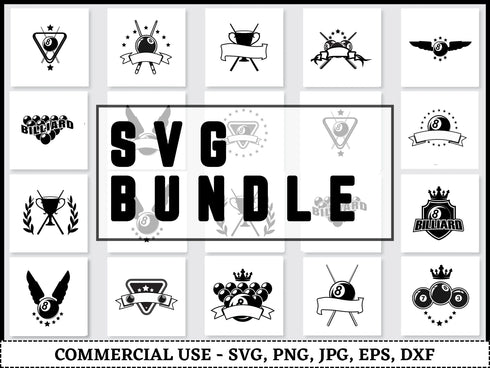 Billiard SVG Bundle | Snooker SVG PNG DXF EPS | Billiards Clipart Cut Files for Cricut | Pool Table Vector Design
