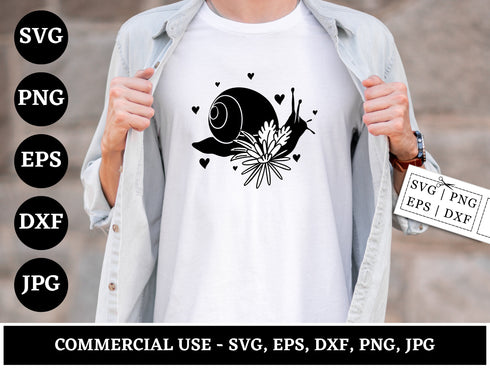 Snail SVG Bundle | Snail SVG PNG DXF EPS | Snail Silhouette Clipart Cut Files for Cricut | Cute Animal Vector Design