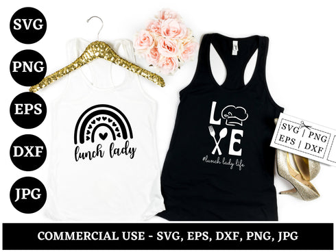 Lunch Lady SVG Bundle | School Cafeteria SVG PNG DXF EPS | Lunch Lady Shirt Cut Files for Cricut | Funny School Worker Vector Design