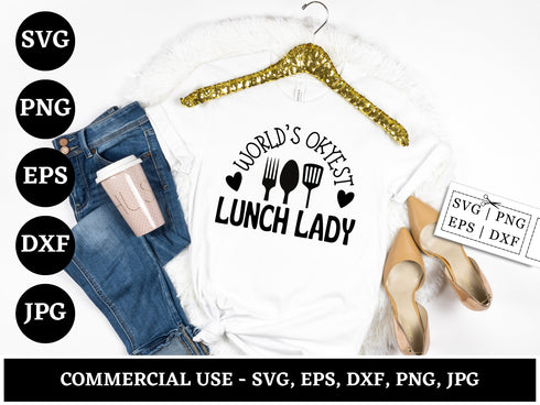 Lunch Lady SVG Bundle | School Cafeteria SVG PNG DXF EPS | Lunch Lady Shirt Cut Files for Cricut | Funny School Worker Vector Design