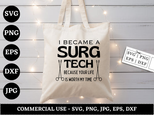 Surgical Technician SVG Bundle | Surgical Tech SVG PNG DXF EPS AI | Surgical Technologist Cut Files for Cricut | Medical Career Vector Design